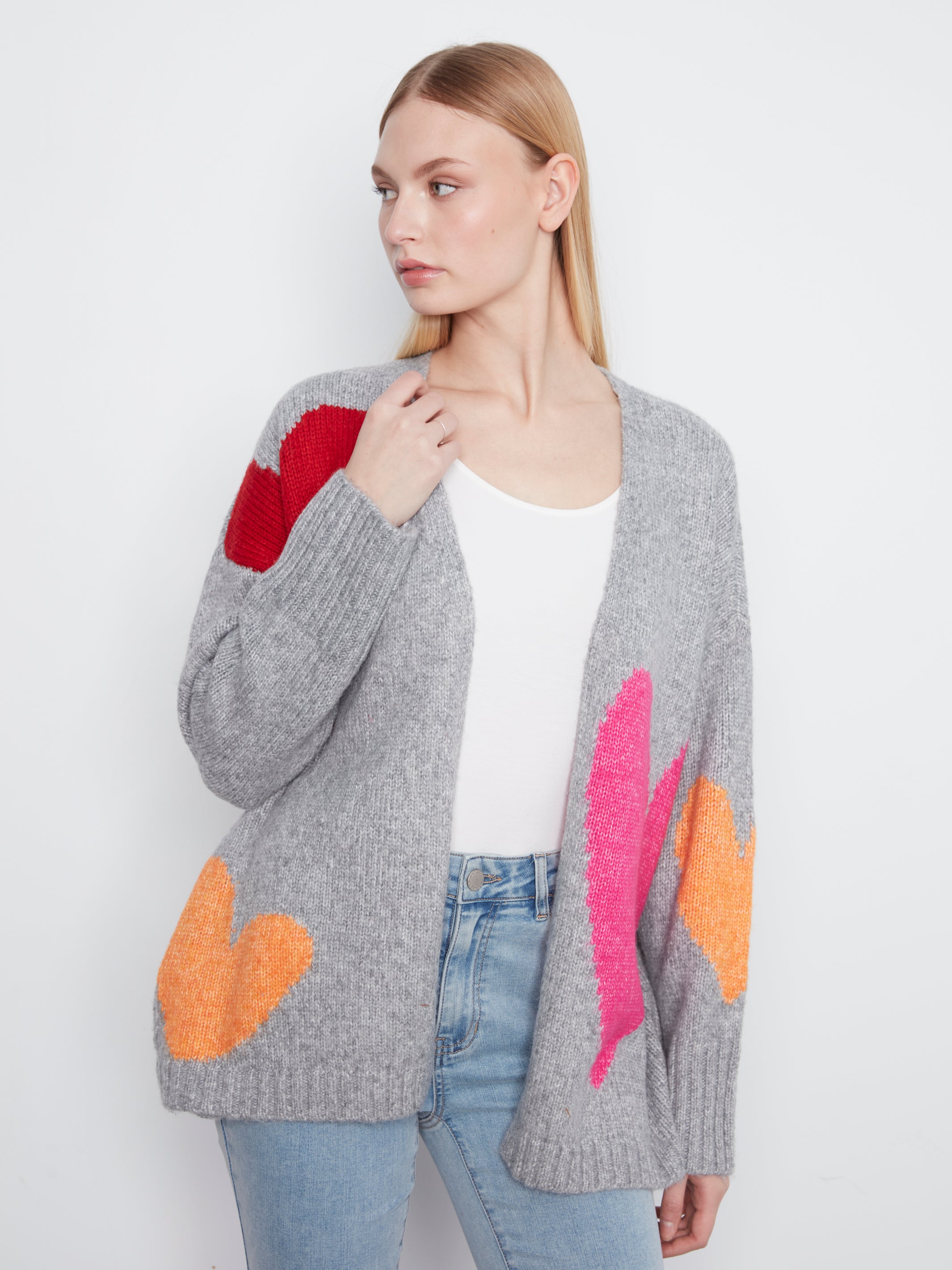 Heart Open Front Cardigan