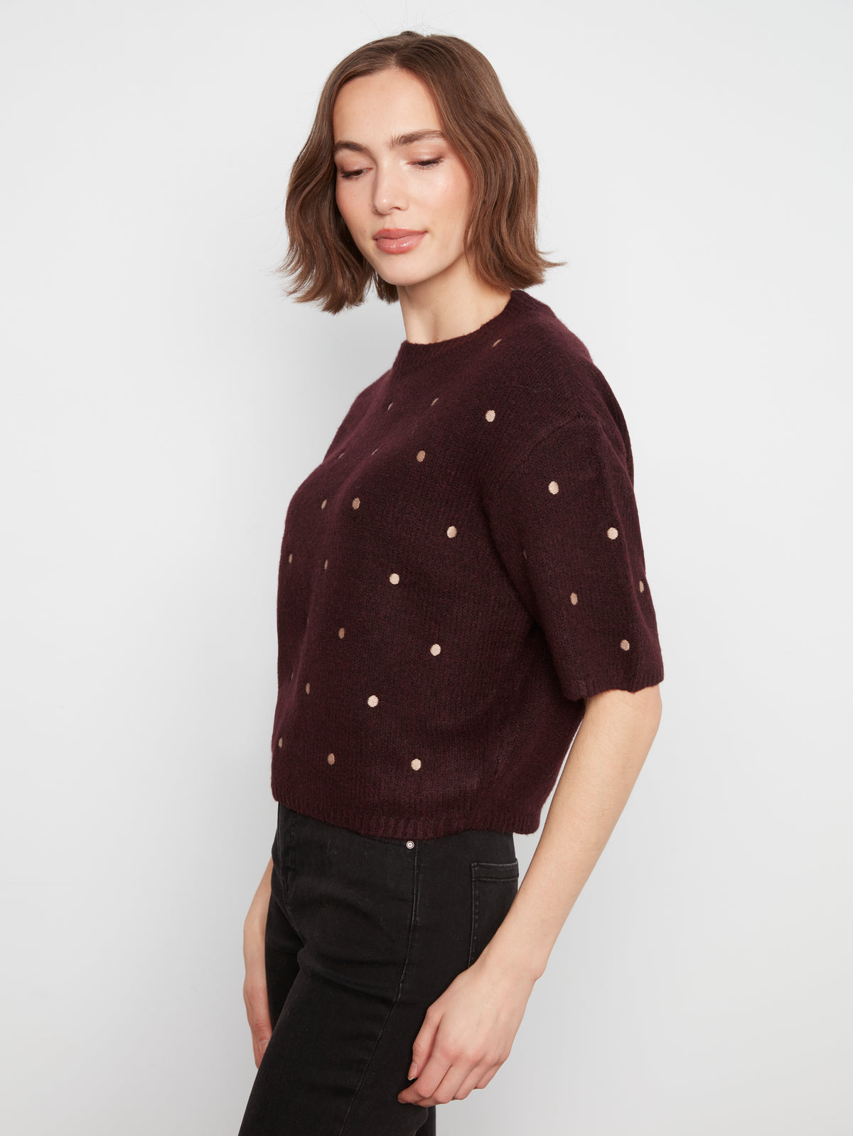Charlie B Embroidered V-Neck Sweater - Style C2858ER-707C