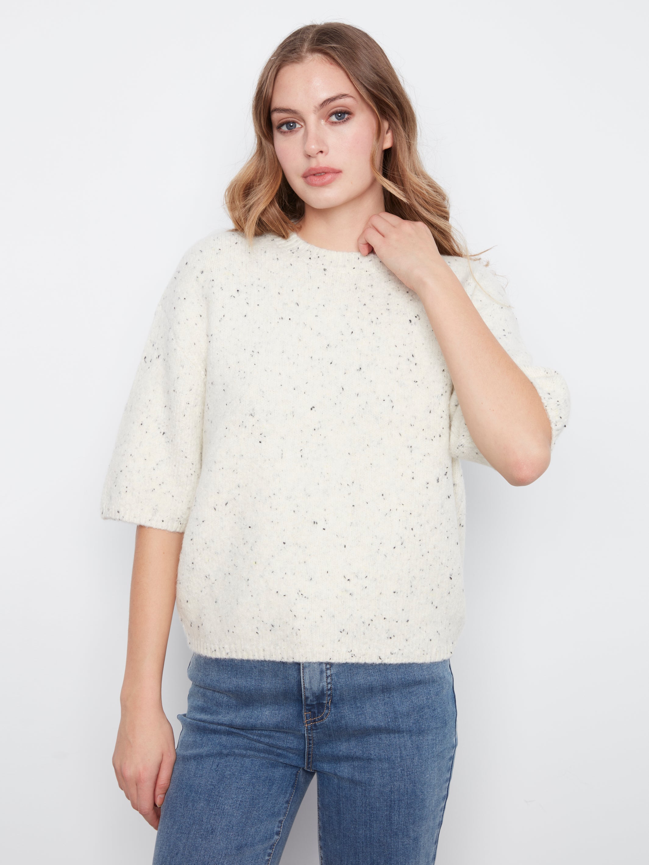 Balloon Elbow Sleeve Knit Sweater