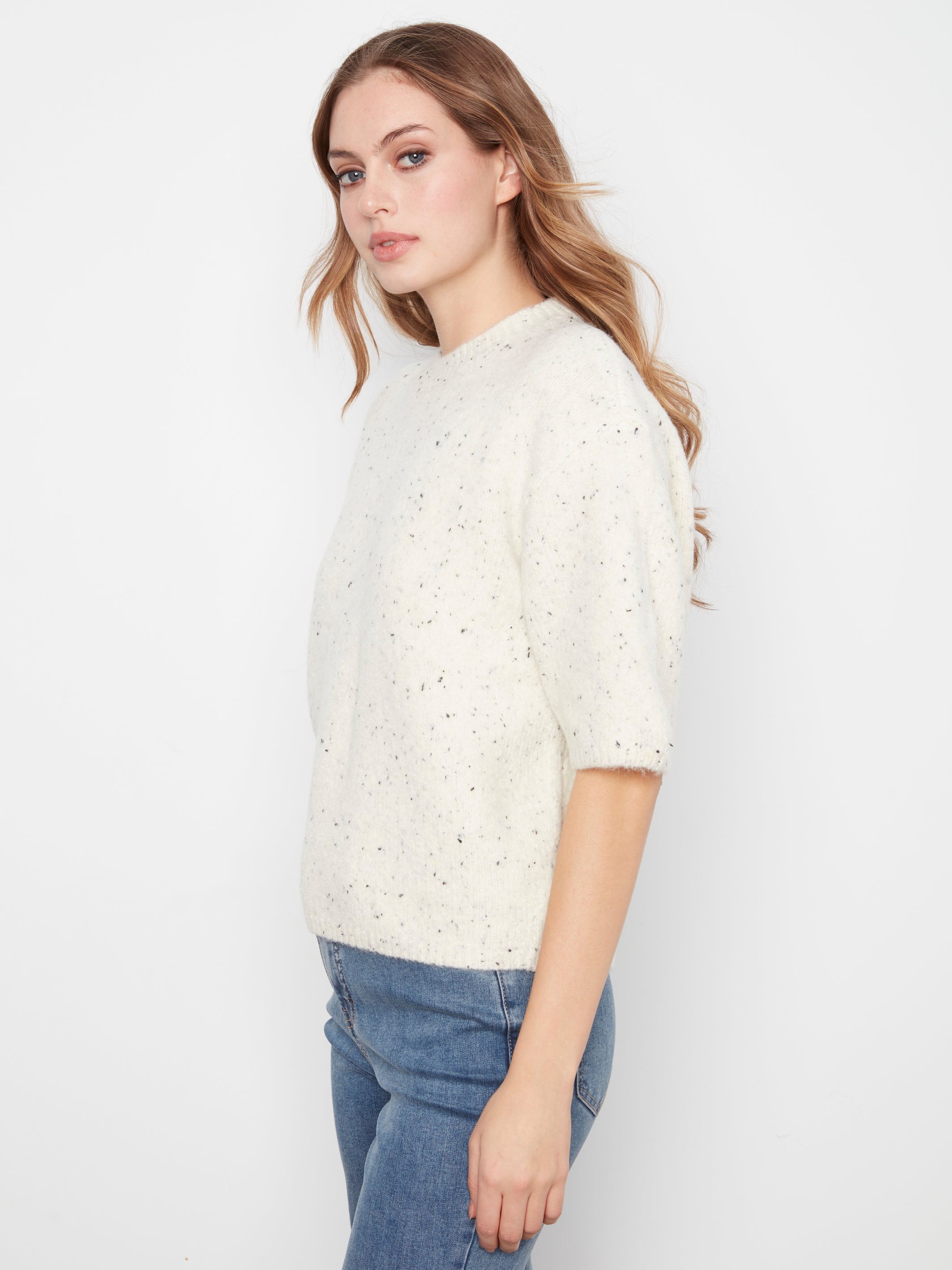 Balloon Elbow Sleeve Knit Sweater