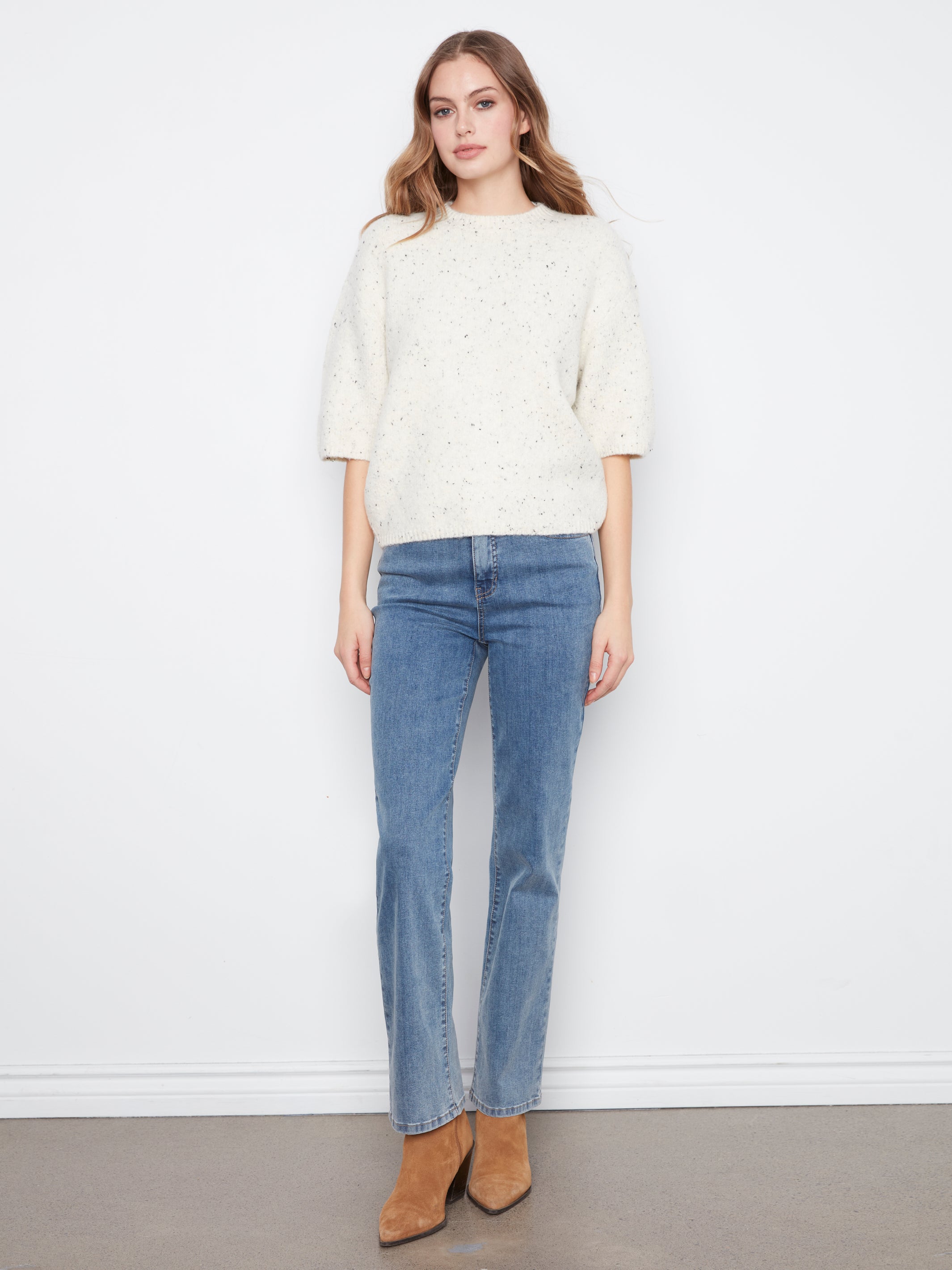 Balloon Elbow Sleeve Knit Sweater