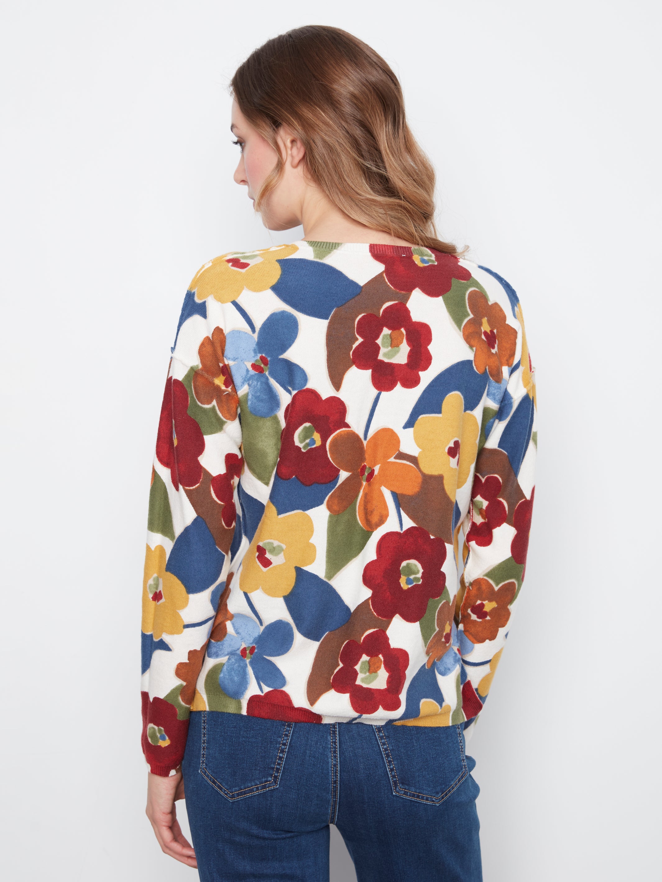 Charlie B Long Sleeve Drop Shoulder Boat Neck Sweater - Style C2907P-626B