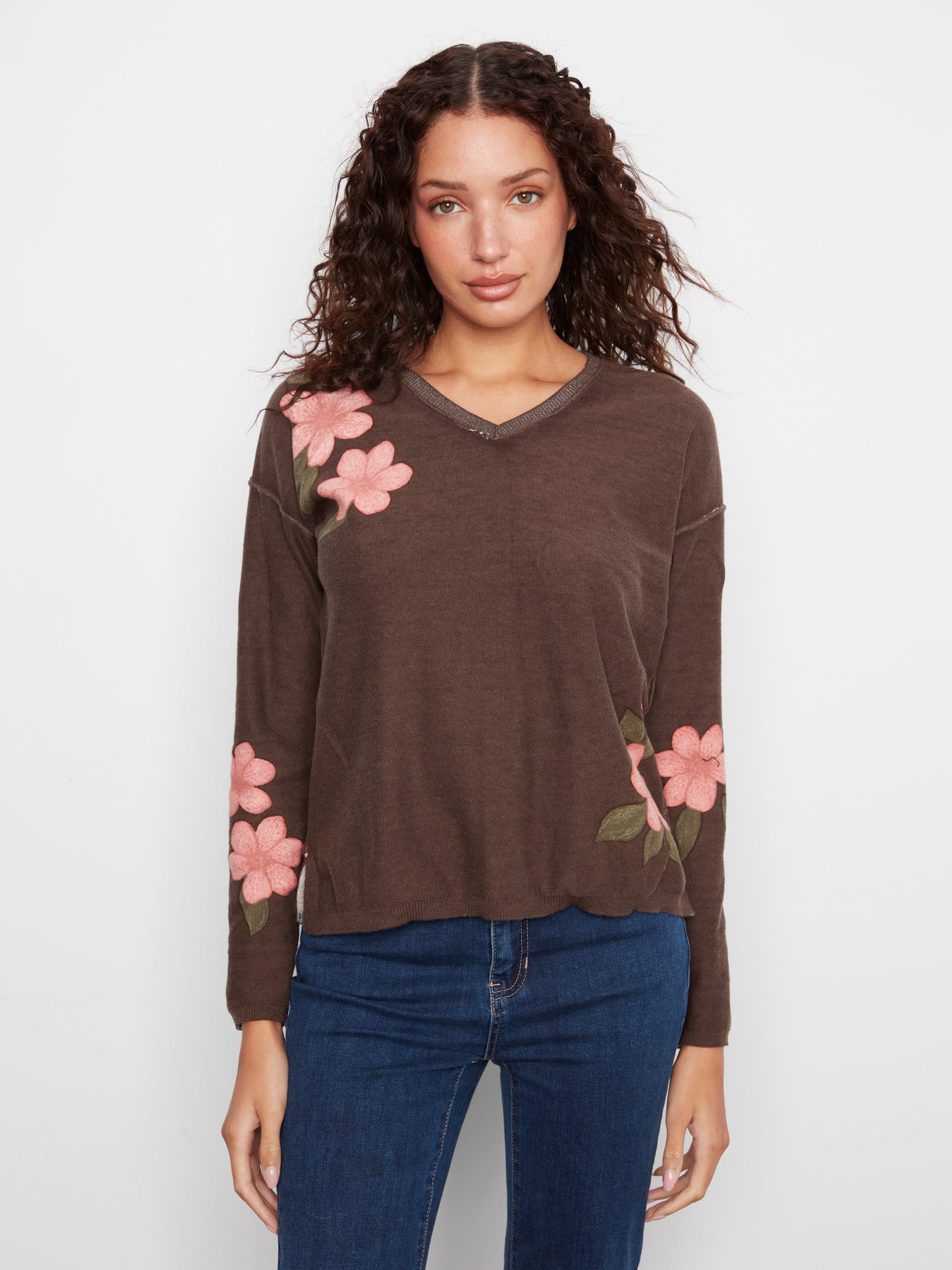 Charlie B Long Sleeve Drop Shoulder Boat Neck Sweater - Style C2907P-626B