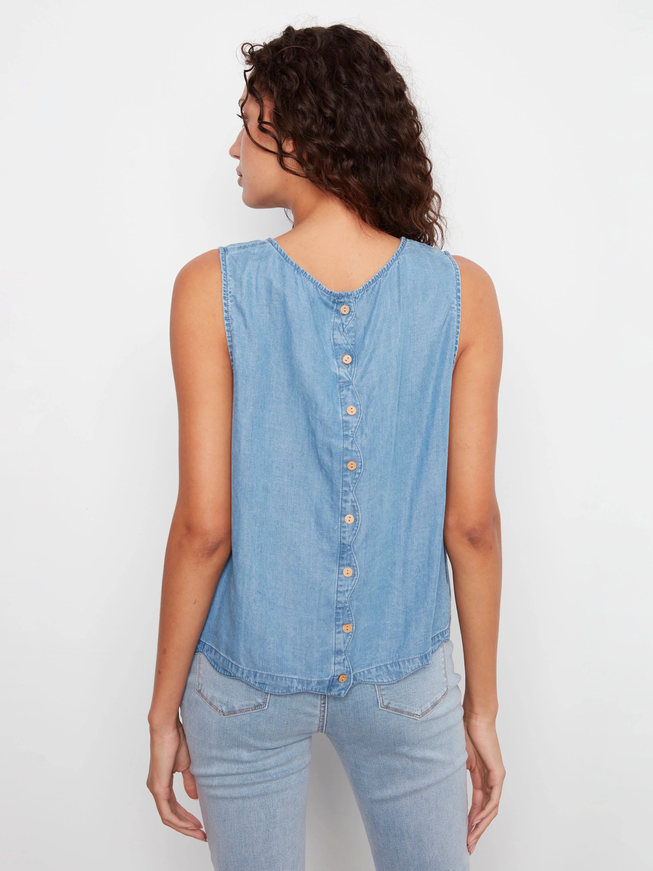 Sleeveless Scallop-Hem Top