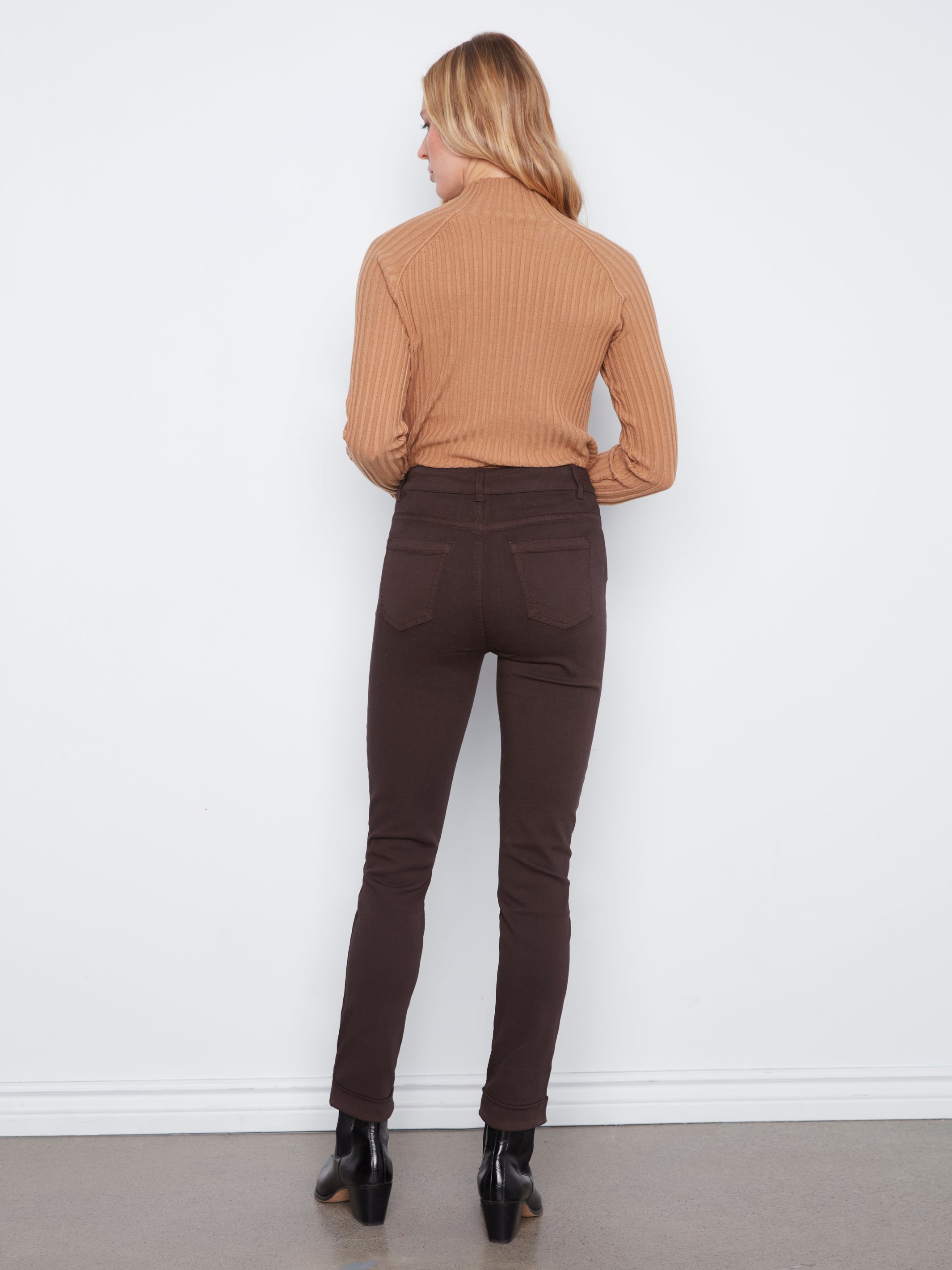 Cuffed Hem Twill Jeans