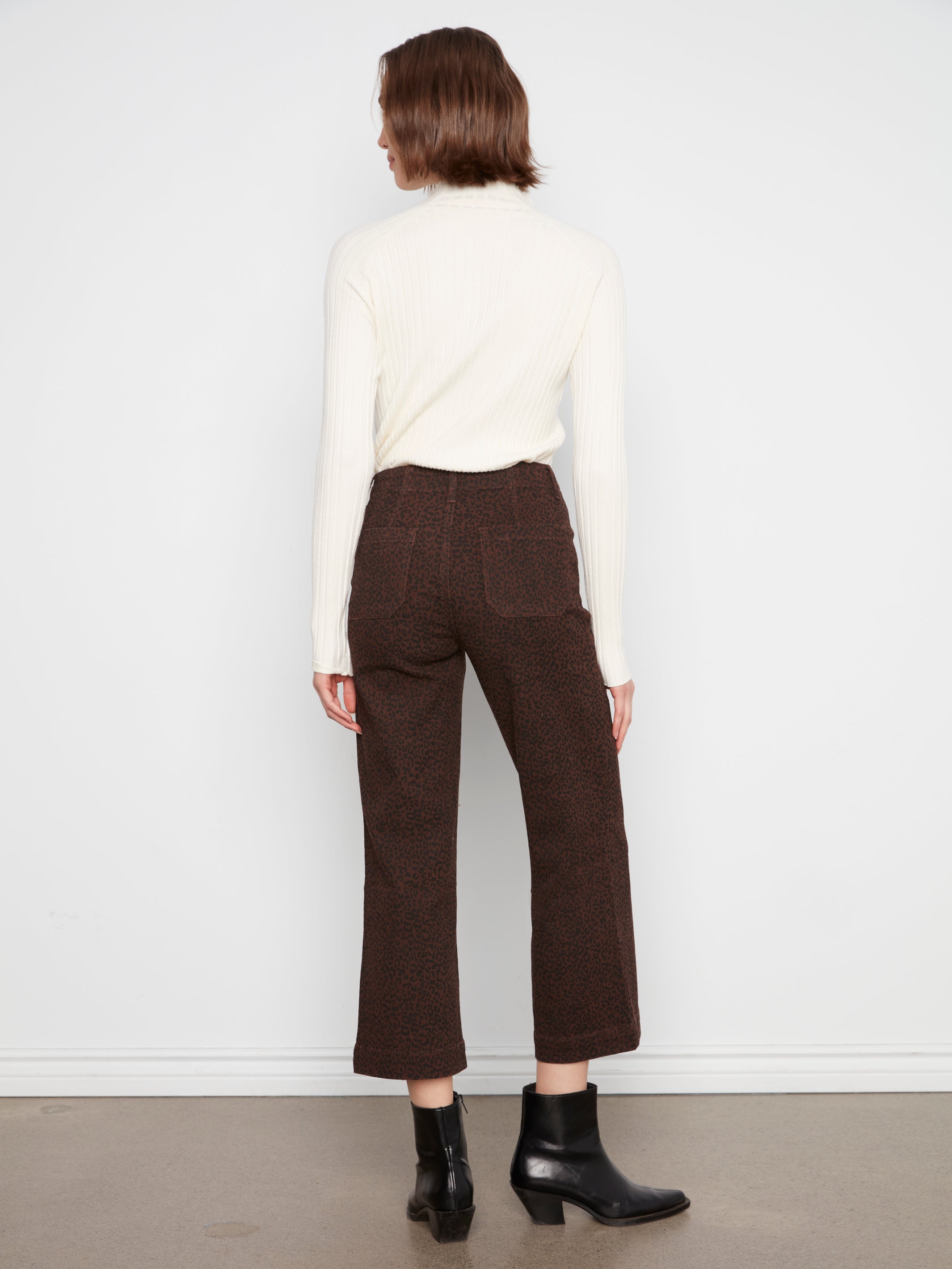 Prntd Crop Wide-Leg Twill Pant