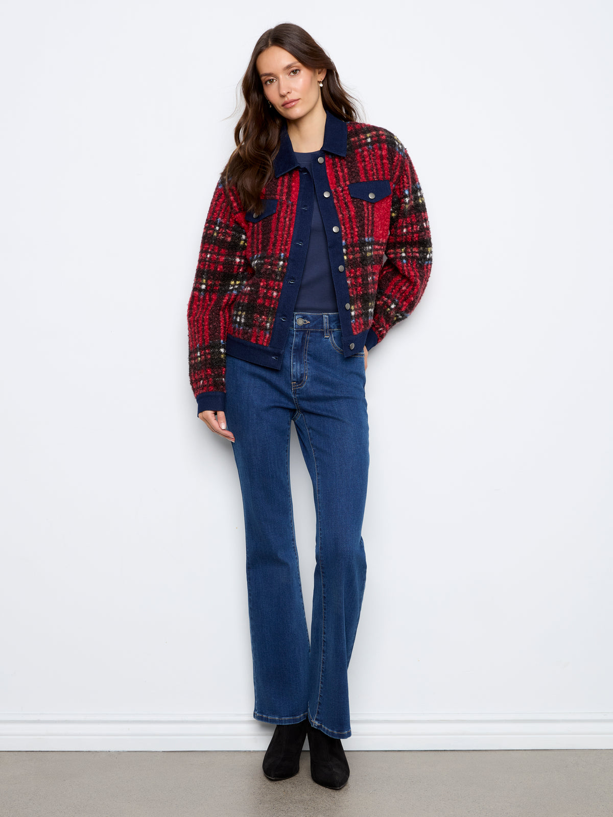 Charlie B Tweed Denim Contrast Jacket - Style C6420-707B