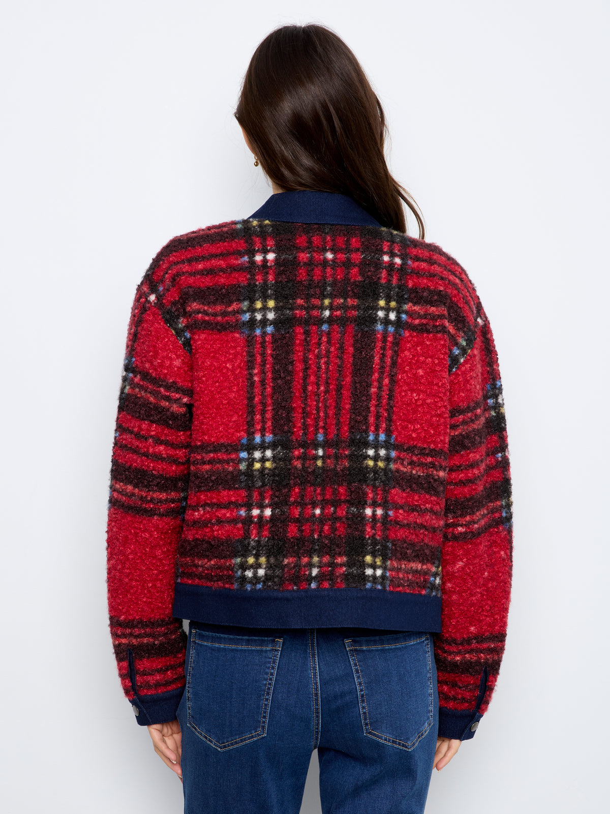 Charlie B Tweed Denim Contrast Jacket - Style C6420-707B