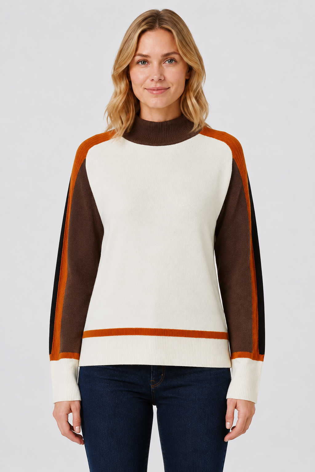 Dolcezza Sweater With Striped Sleeve - Style 76305A