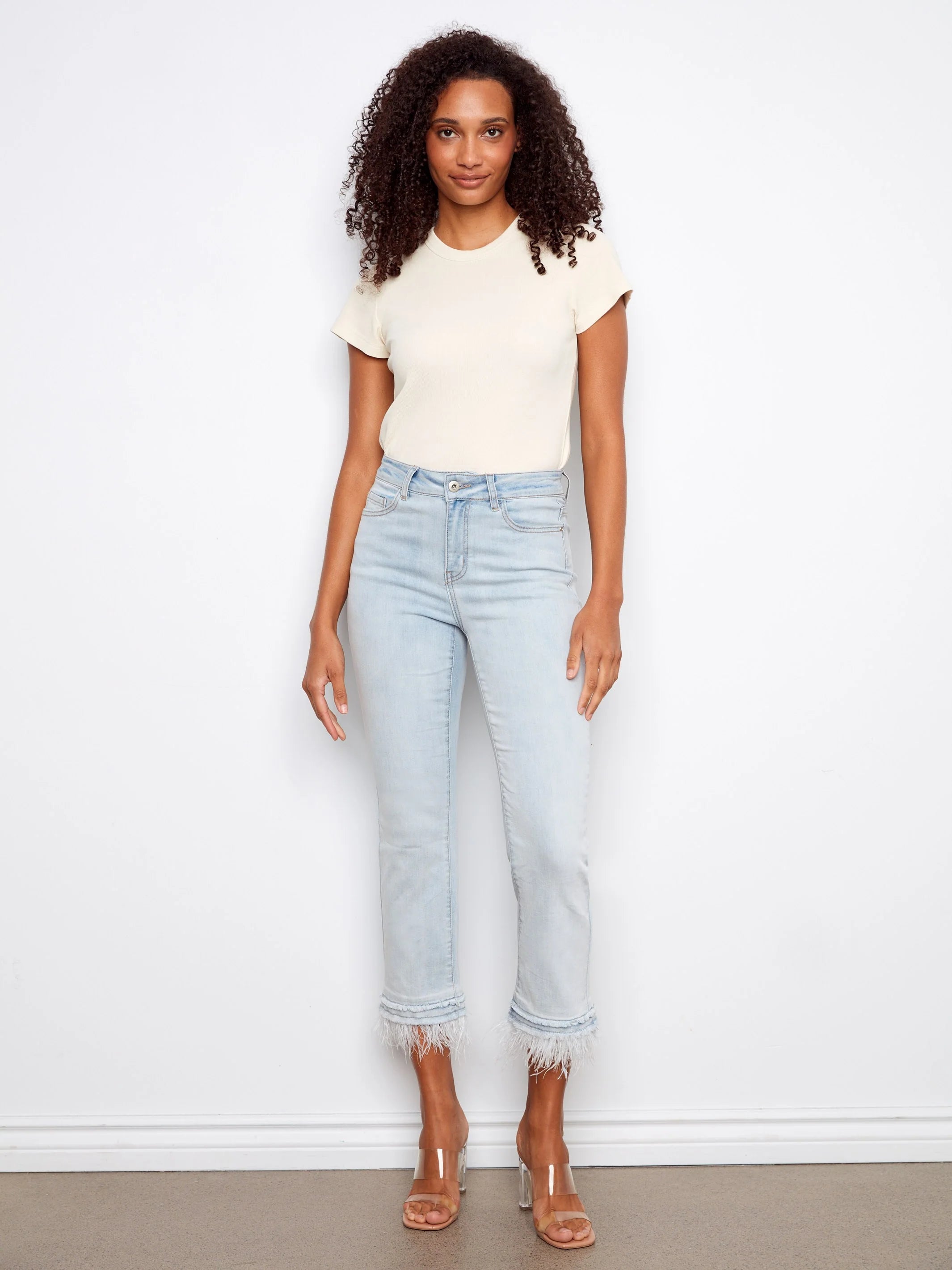 Cropped Denim Flared Pants