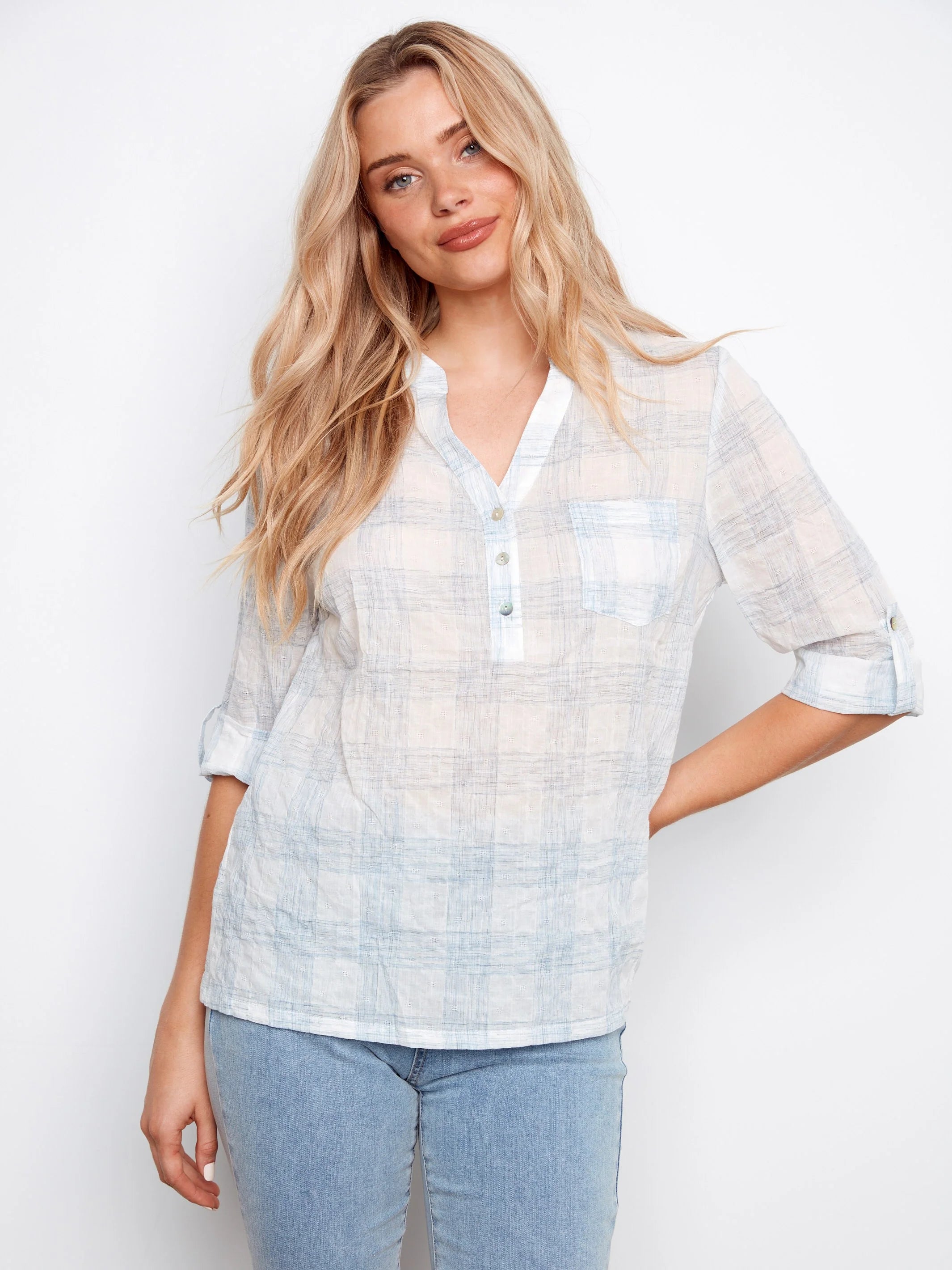 Voile Yarn-Dye Blouse