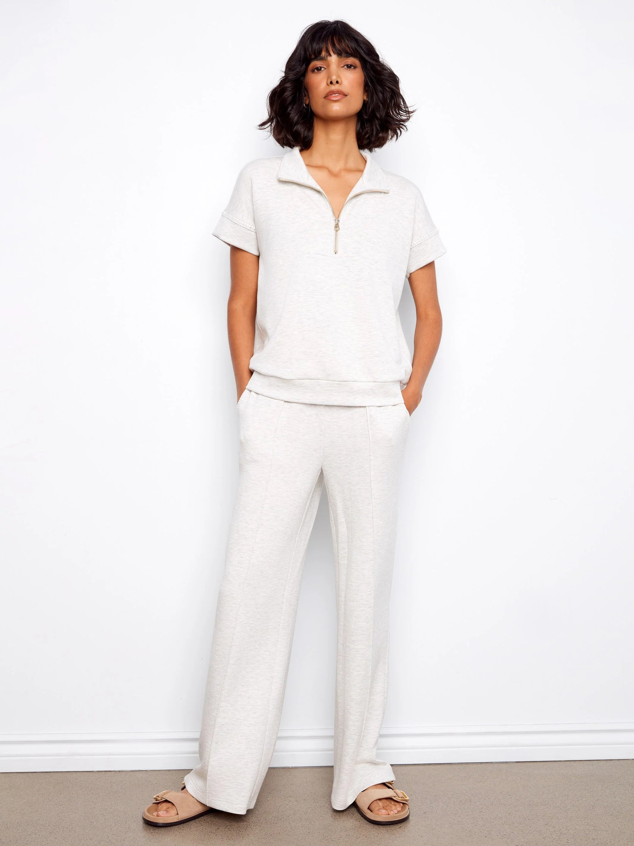 Chic Soft Mock-Neck Short-Sleeve Top