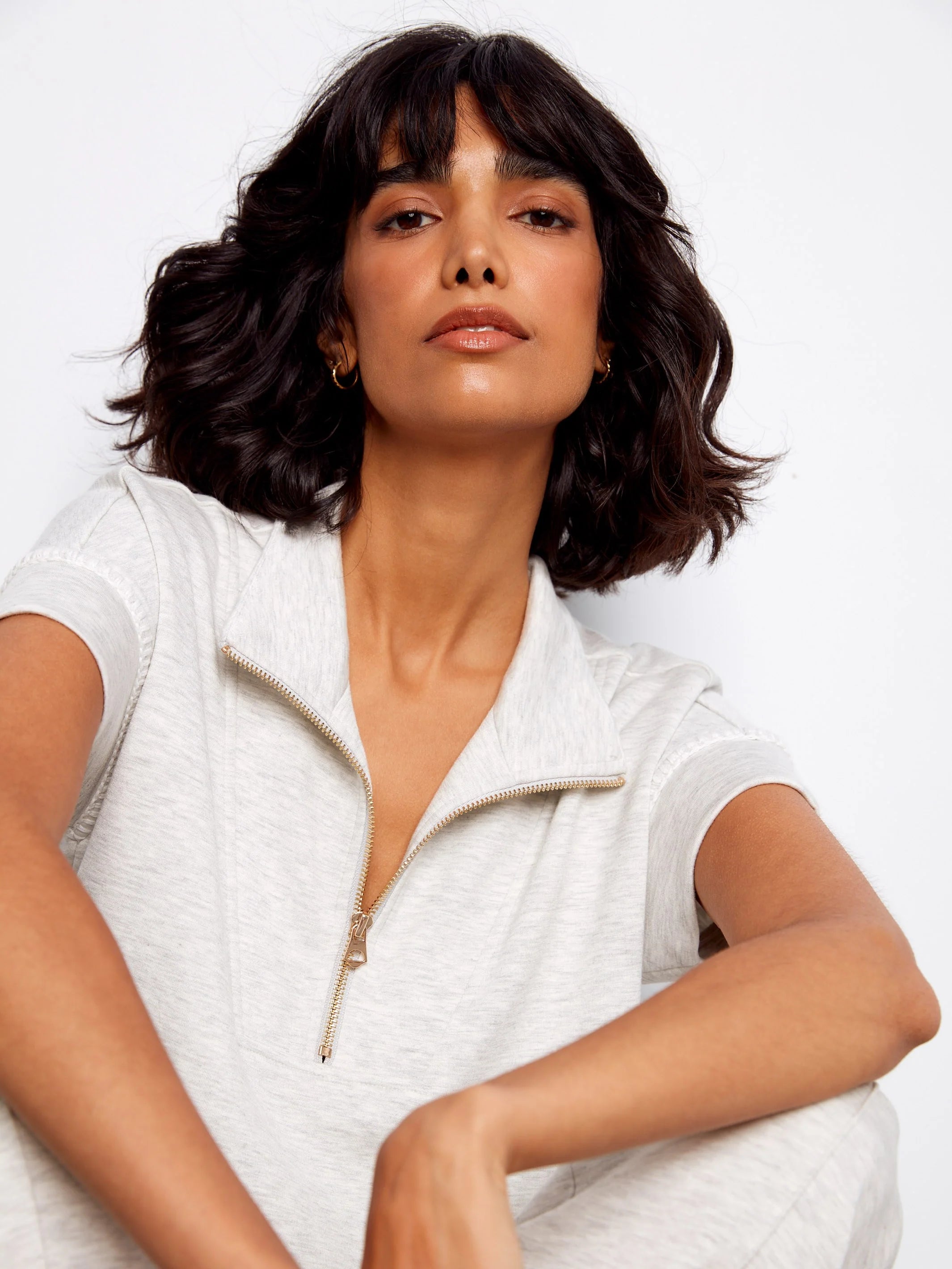 Chic Soft Mock-Neck Short-Sleeve Top