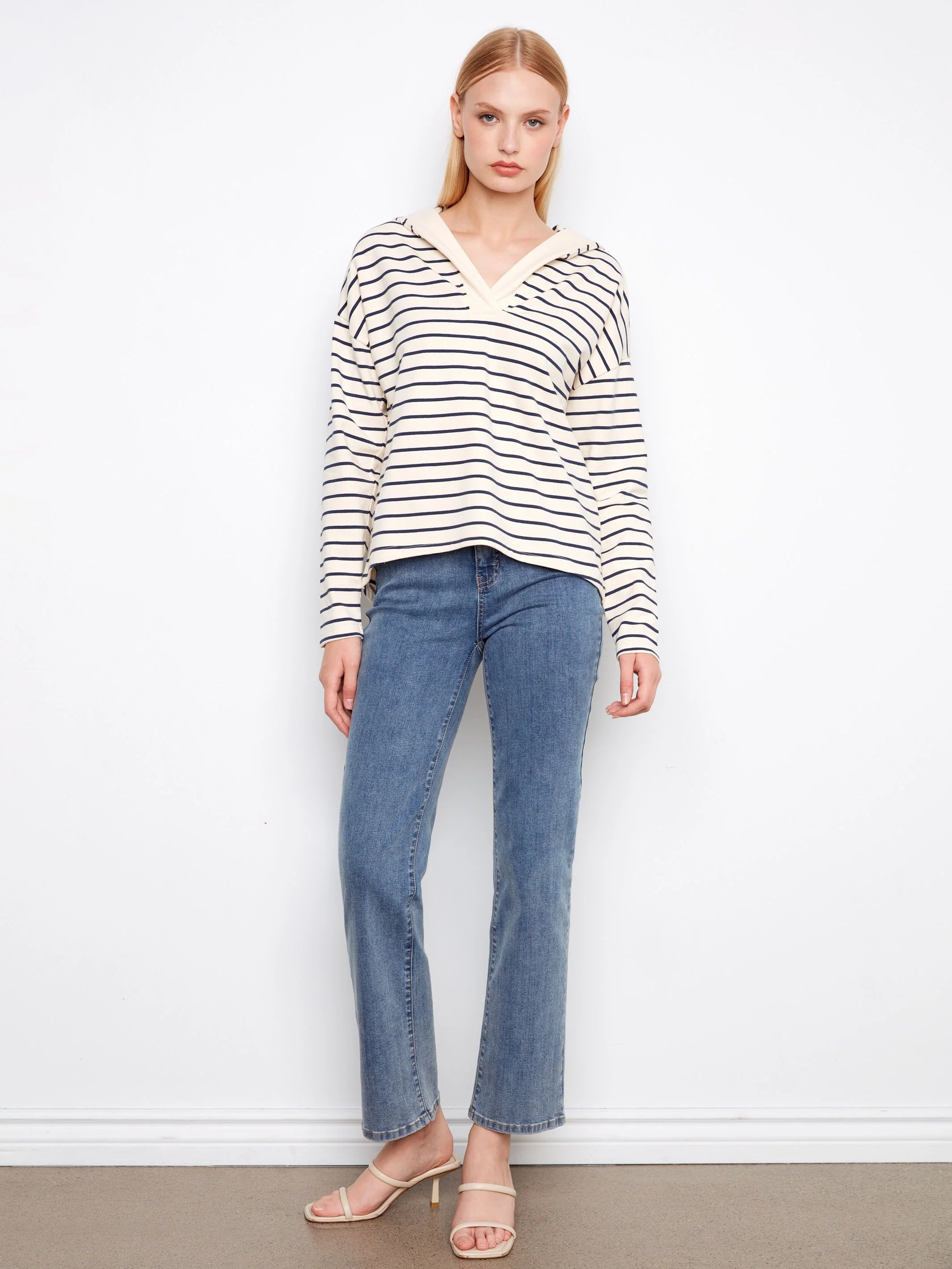 Chic Striped Soft V-Neck Top