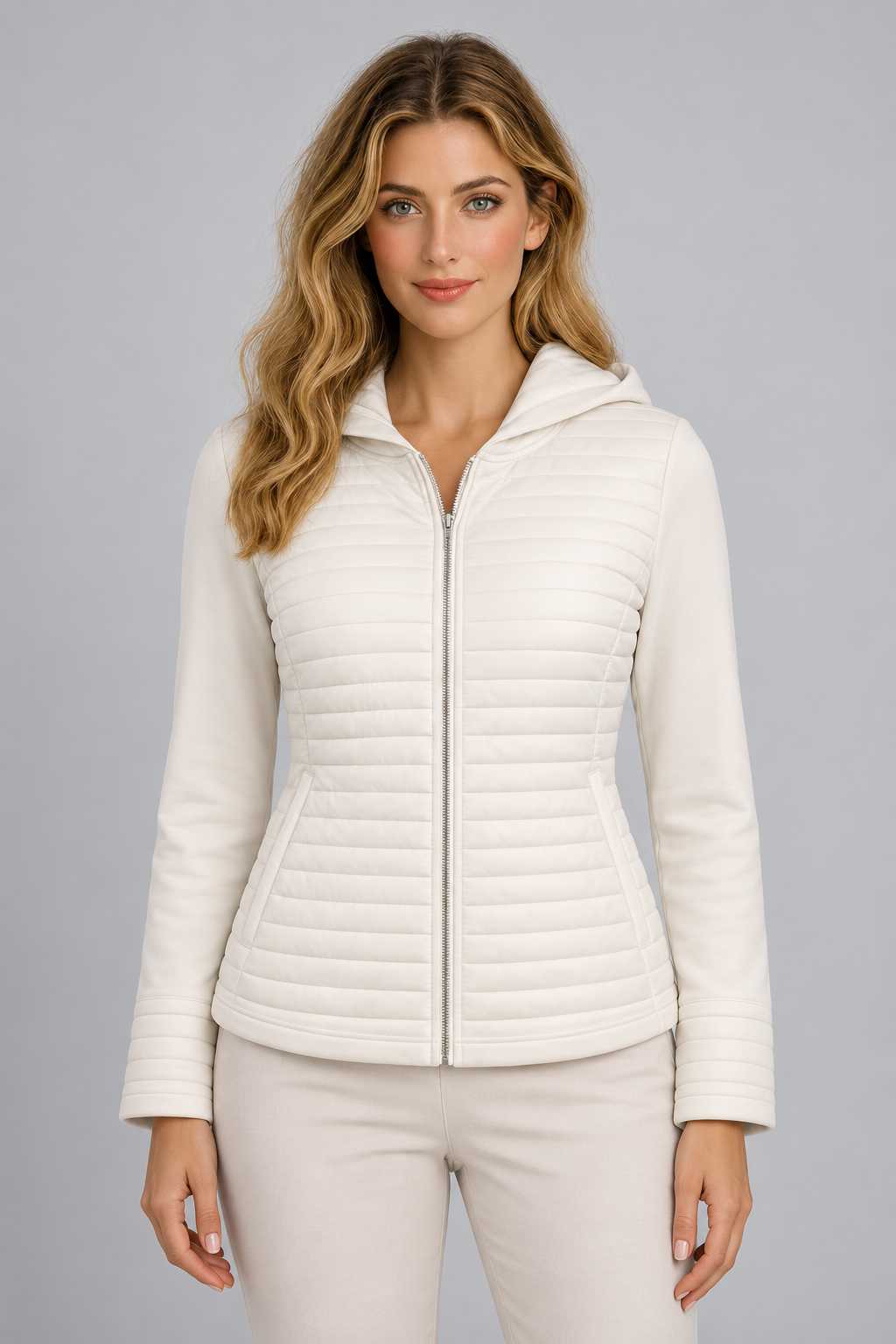 Orly Quilted Zip-Front Hoodie - Style 262210