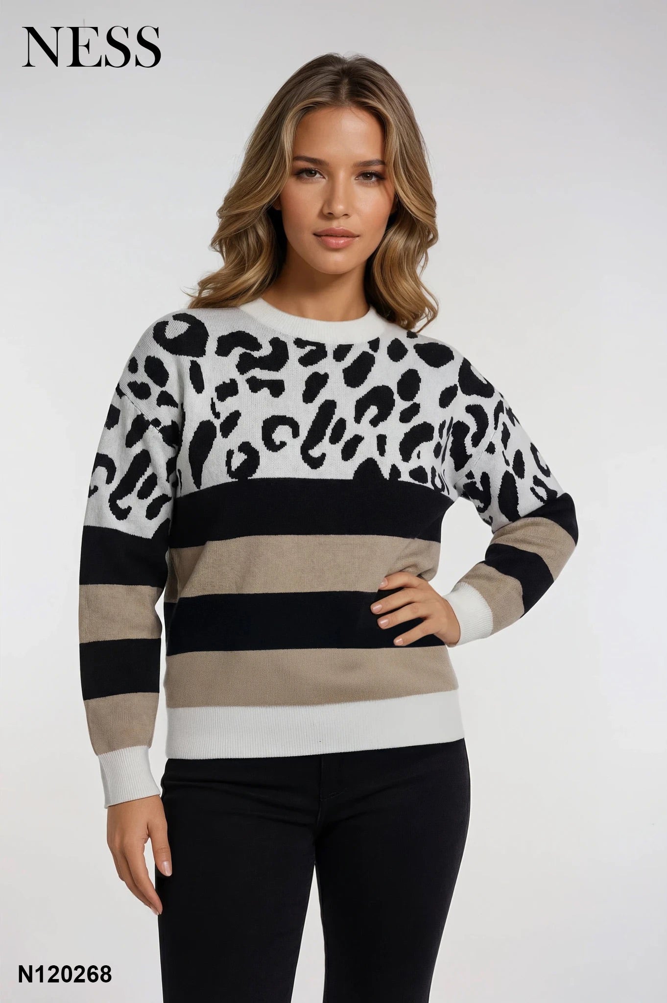 NESS Leopard Stripe Sweater - Style N120268