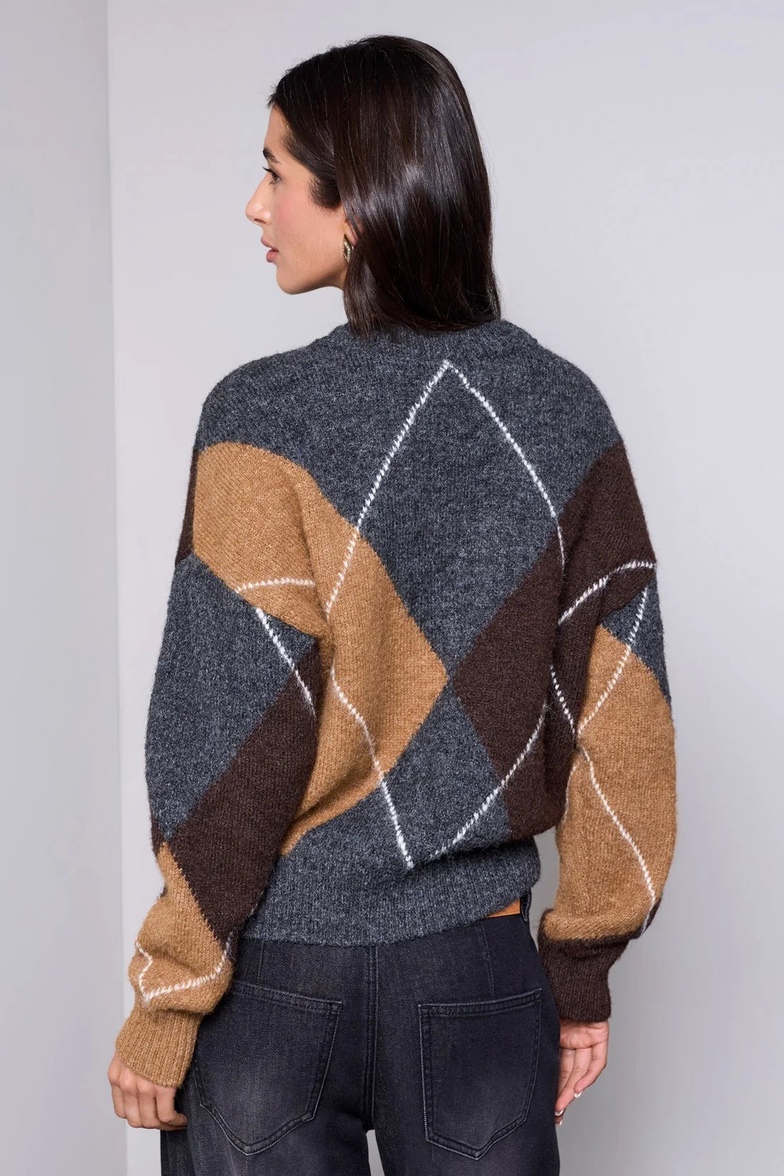 Charlie B Diamond Pattern Button Front Knit Cardigan - Style 62630-5630