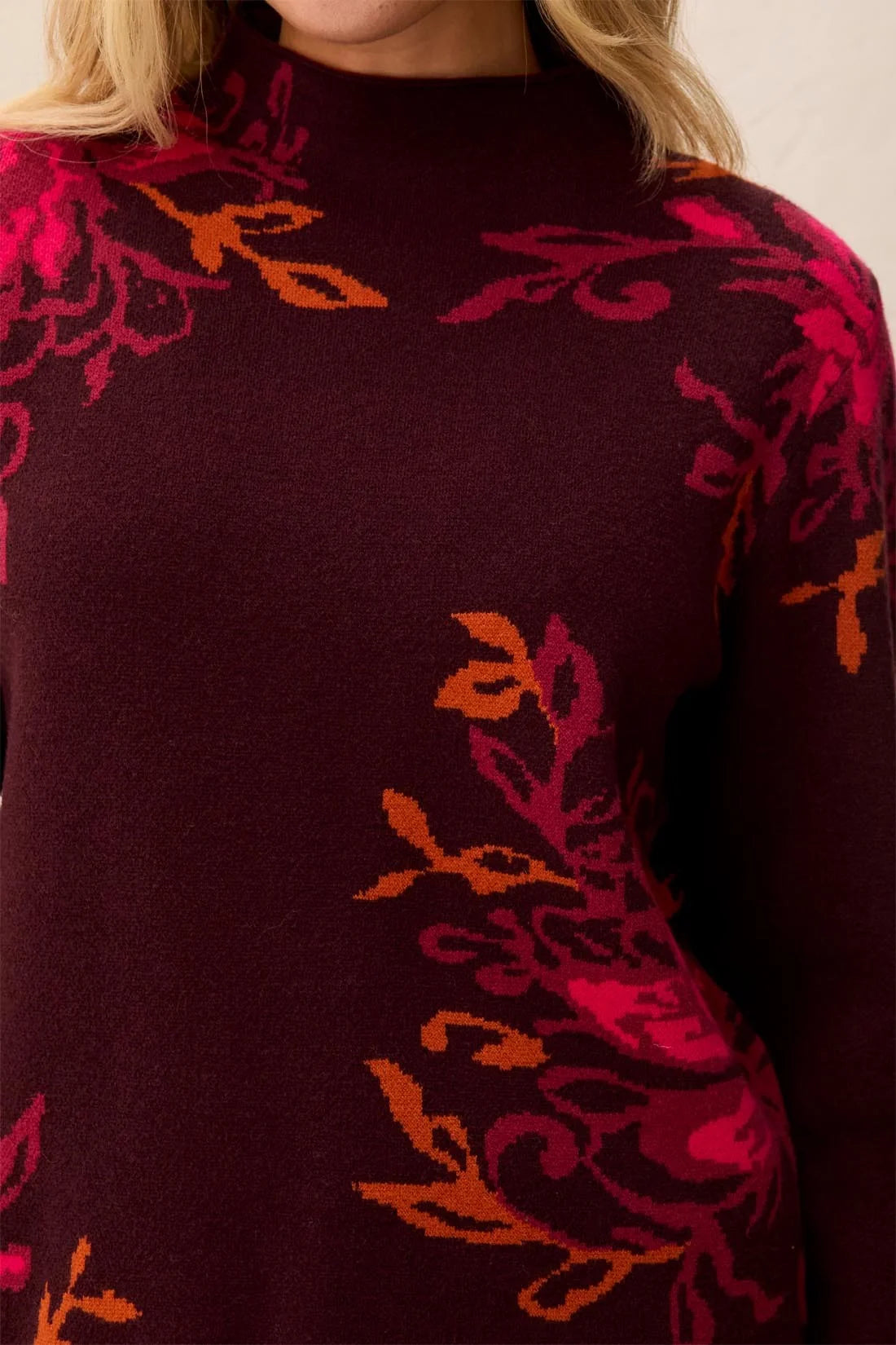 Tribal Double Knit Knit Funnel Neck Sweater Long Sleeve Sweater - Style 32270-8012