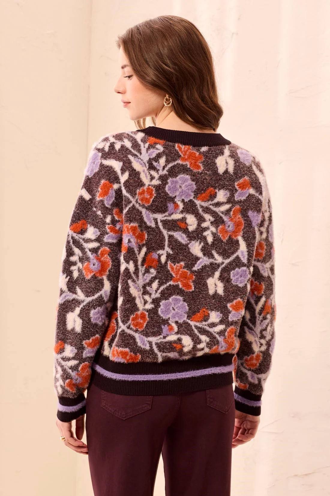 Tribal Eyelash Embroidered Long Sleeve Mock Neck Knit Sweater - Style 31510-8485