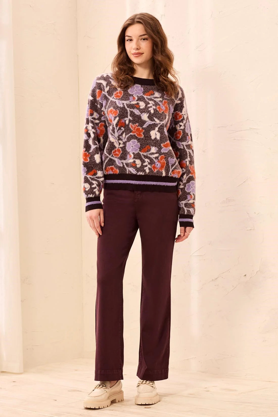 Tribal Eyelash Embroidered Long Sleeve Mock Neck Knit Sweater - Style 31510-8485