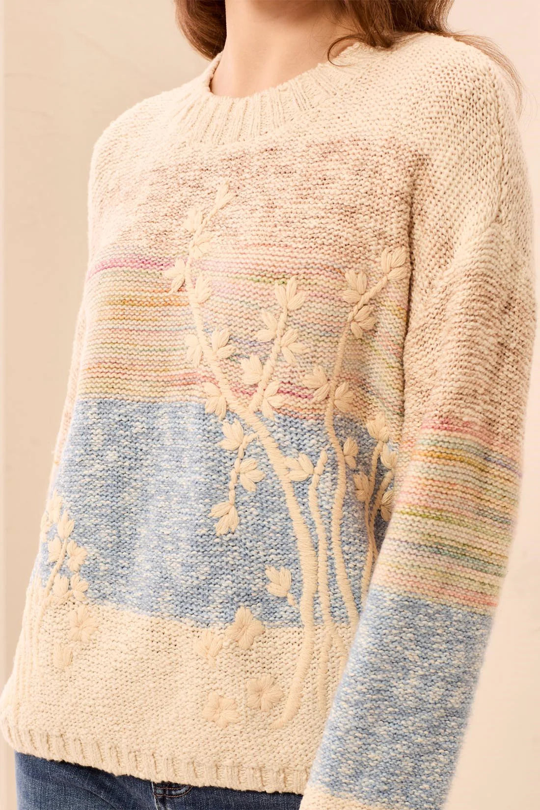 Crew Neck Embroidered Sweater
