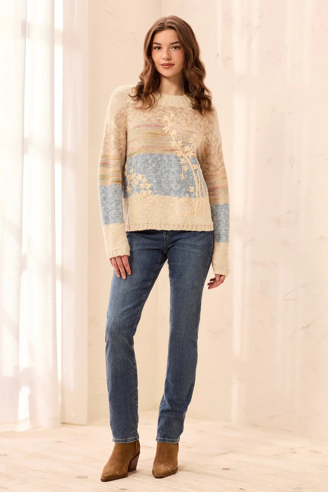 Crew Neck Embroidered Sweater