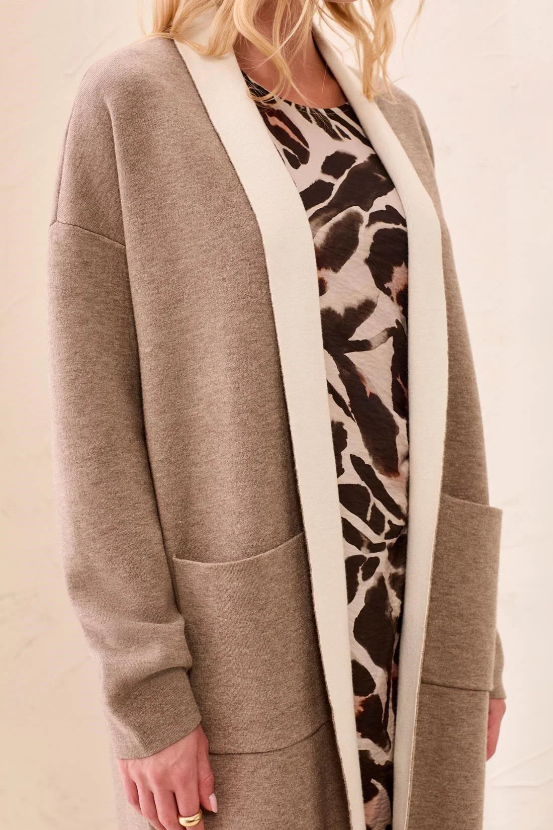Tribal Open Coatigan With Patch Pockets - Style 15230-3115