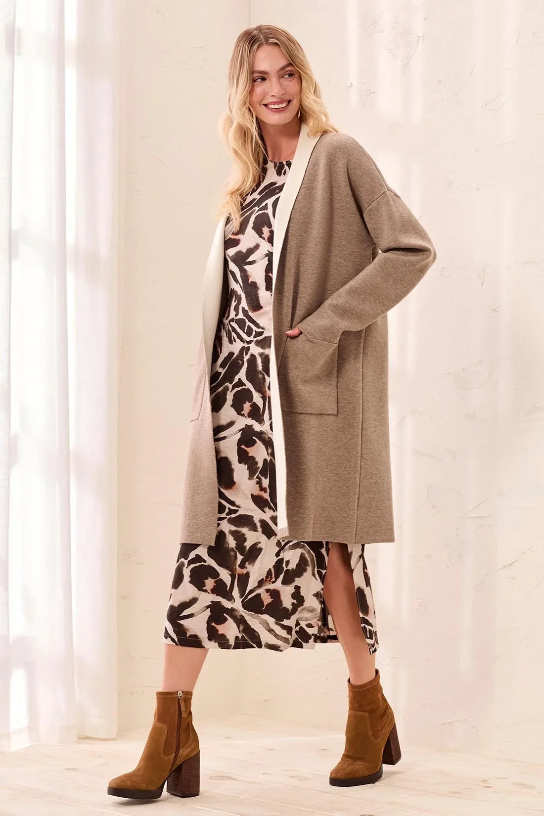 Tribal Open Coatigan With Patch Pockets - Style 15230-3115