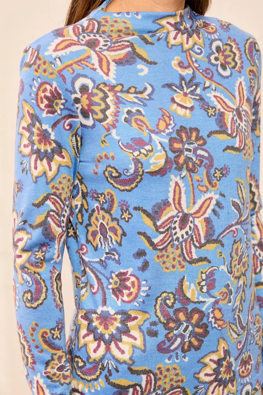 Tribal Soft Knit Funnel Neck Long Sleeve Top - Style 6275O-4214