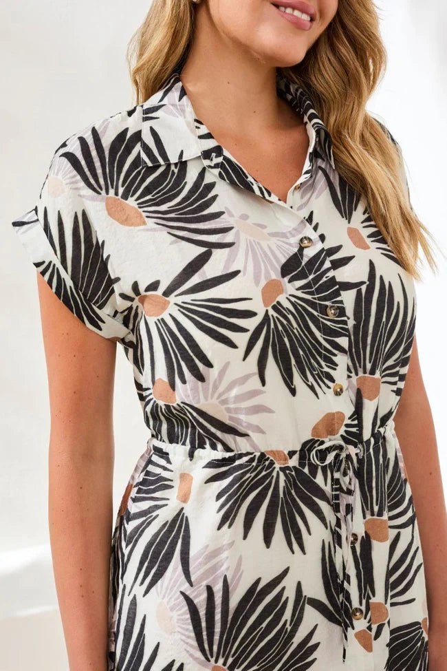 Printed Soft Short-Sleeve Dress