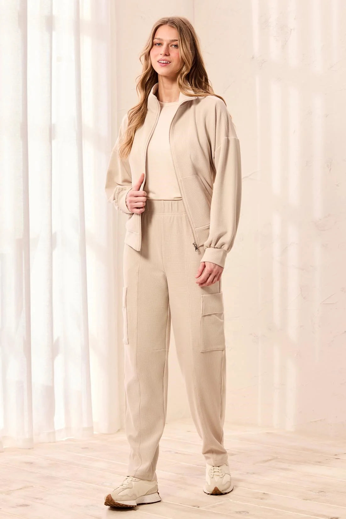 Tribal Waffle Knit Elastic Waist Cargo Joggers - Style 3278O-8561