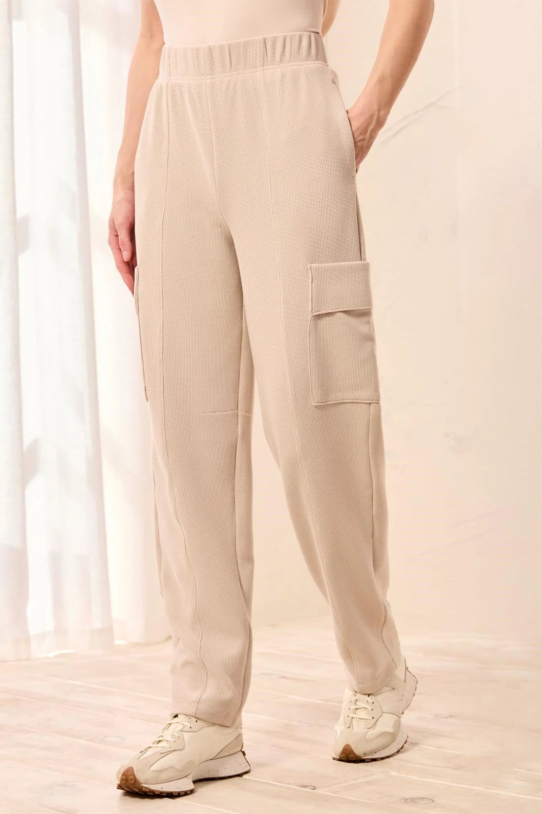 Tribal Waffle Knit Elastic Waist Cargo Joggers - Style 3278O-8561